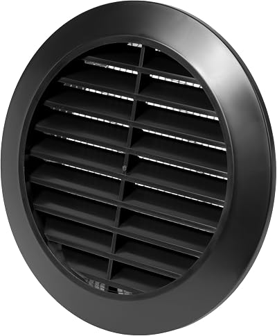 Vent Systems 90 mm Black Round Air Vent Cover with Mesh Screen