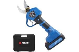 K KLEZHI Professional Cordless Electric Pruning Shears with 2 PCS Backup Rechargeable 2Ah Lithium Battery Powered Tree Branch Pruner, 30mm (1.2 Inch) Cutting Diameter, 6-8 Working Hours