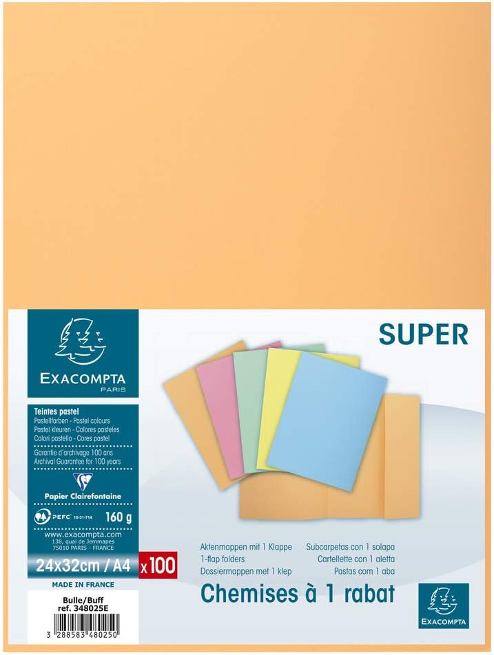 Exacompta, Ref 348025E, Super 210 1-Flap Folders, 240 x 320mm in Size, Suitable for Holding A4 Documents, 160gsm Card - Image 4