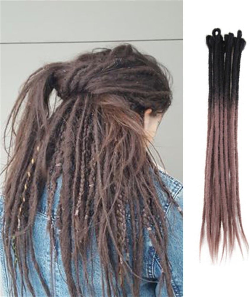 HAIQUAN 5Strands Handmade Dreadlocks Extensions Reggae Hair 22" Soft Faux Locs Crochet Havana Mambo Twist Braiding Hair Ombre Apricot Color