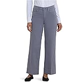 NYDJ Womens Teresa Wide Leg 3" Hem Ankle Jeans in Shadow Blue