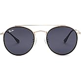 Pro Acme Retro Round Sunglasses for Women & Men, 100% Real Glass Lens, Double Bridge Circle Shades UV400 Protection