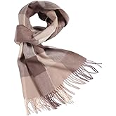 Temminc Wool Scarf for Men and Women, Merino Wool Plaid Winter Scarf, Thick Soft Tartan Knitted Neckwear for Cold Weather