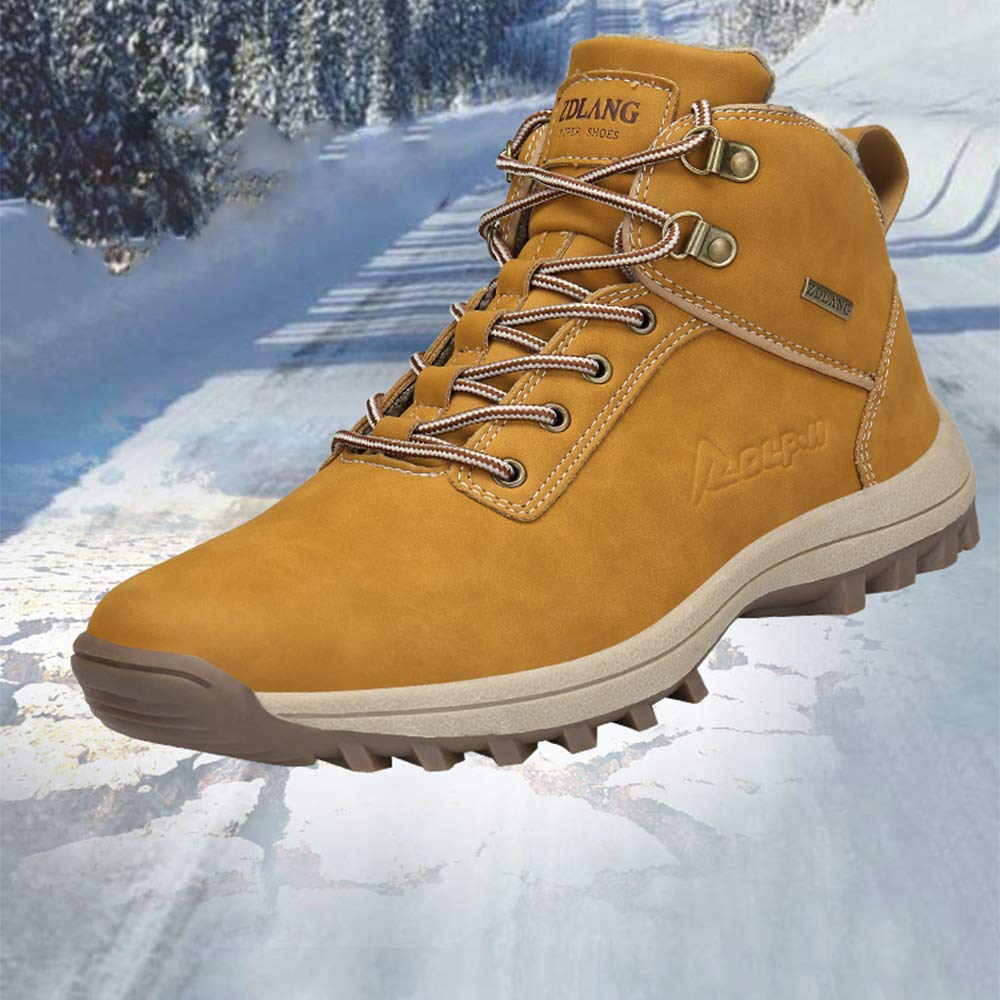 Wonvatu Men’s Winter Snow Boots Waterproof Fur Lined Hiking Boots Non-Slip Outdoor Winter Shoes