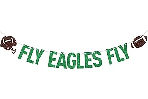 PYBHILK Green Glitter Fly Eagles Fly Banner, Eagles Football Party Decorations Banner, Game Day Eagles Themed Party Decorations Supplies