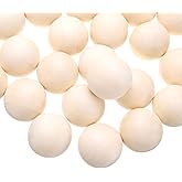 uxcell 10 Pcs Wooden Round Balls 1-3/8" (34mm) Unfinished Wooden Balls, Natural Wood Spheres for Crafts, Arts and DIY Project