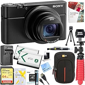 Sony DSC-RX100M6 RX100 VI Cyber-Shot Digital Camera 20.1 MP with 24-200mm Zoom Lens + 64GB SDXC Memory Dual Battery Kit + Accessory Bundle (Deluxe Bundle)