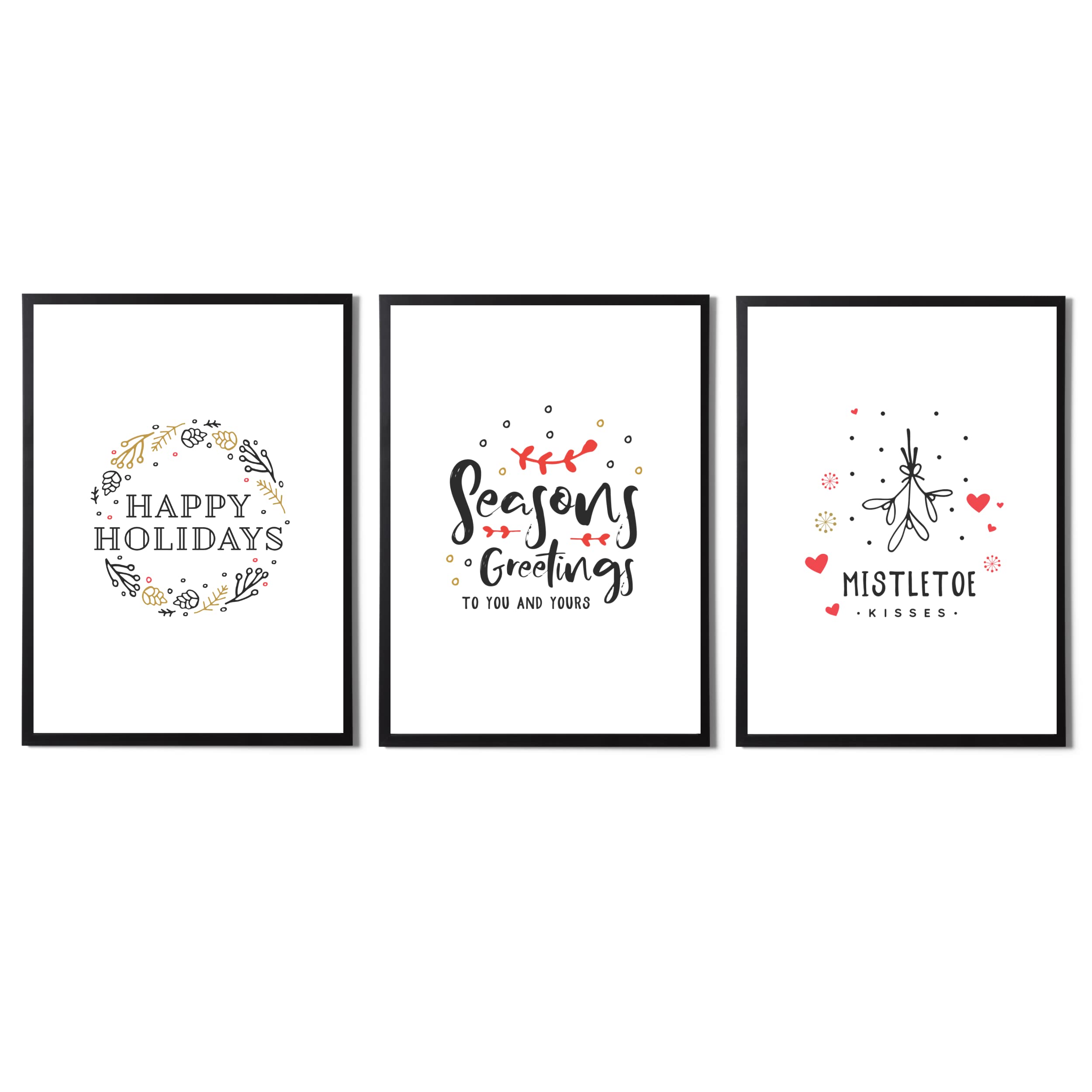 State Media Vision Christmas Prints Wall Art, Merry Christmas Home Decor Posters, A4 and A3 Size, Christmas Wallart Decorations (Seasons Greetings Set, A3 Size)