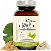 Herbal Roots Organic Ginkgo Biloba Made with Pure Organic Ginkgo Leaf and Extract - 60 Vegan Capsules