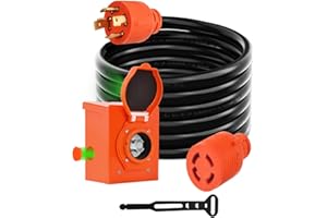 H HZXVOGEN HZXVOGEN 30 Amp Generators Cord and Pre-Drilled Power Inlet Box, 15FT Generator Extension Cord 125V/250V 12500W Heavy Duty NEMA L14-30P/L14-30R RV Generator Power Cord Twist Lock Connector ETL Listed