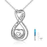 HUKKUN Heart/Cross/Infinity Moonstone Urn Necklace for ashes for Women Sterling Silver Dainty Cremation Jewelry Trendy Ashes Keepsake Memorial Gift for Mother/Grandma/Sister/Husband
