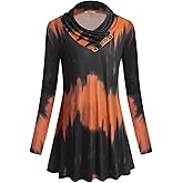 Miusey Women's Long Sleeve Cowl Neck Form Fitting Casual Tunic Top Blouse