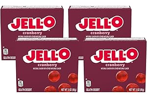 Jell-O Gelatin Dessert, Cranberry, 3-Ounce Boxes (Pack of 4)