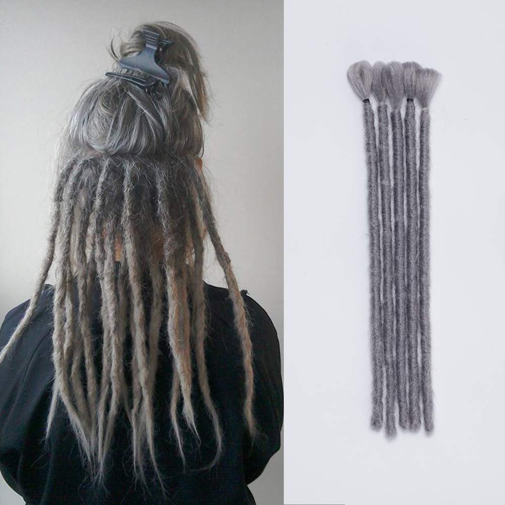 12 Hair Braids Dreadlocks 5pcs Synthetic Braiding Hair Extensions Crochet Dread Locks For Women Men Grey