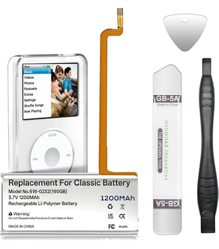 美品 iPod classic A1238 80GB 新品バッテリー Amazon.com: Replacement for iPod Classic 6th GEN A1238 (80GB