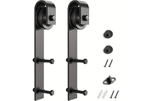 SMARTSTANDARD Sliding Barn Door Hardware Hangers 2pcs (Black) (J Shape Hangers)