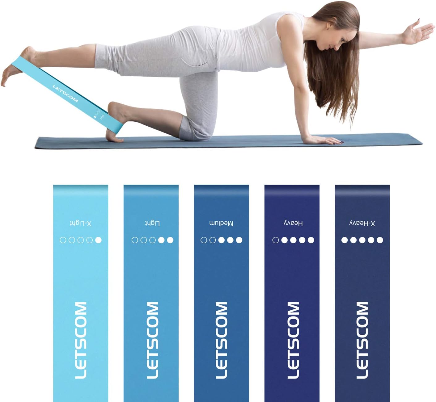 LETSCOM Resistance Loop Bands, Exercise Fitness Resistance Bands, Mini Workout Bands for Butt Legs Glutes Booty Building Strength Training and Physical Therapy, Carry Bag