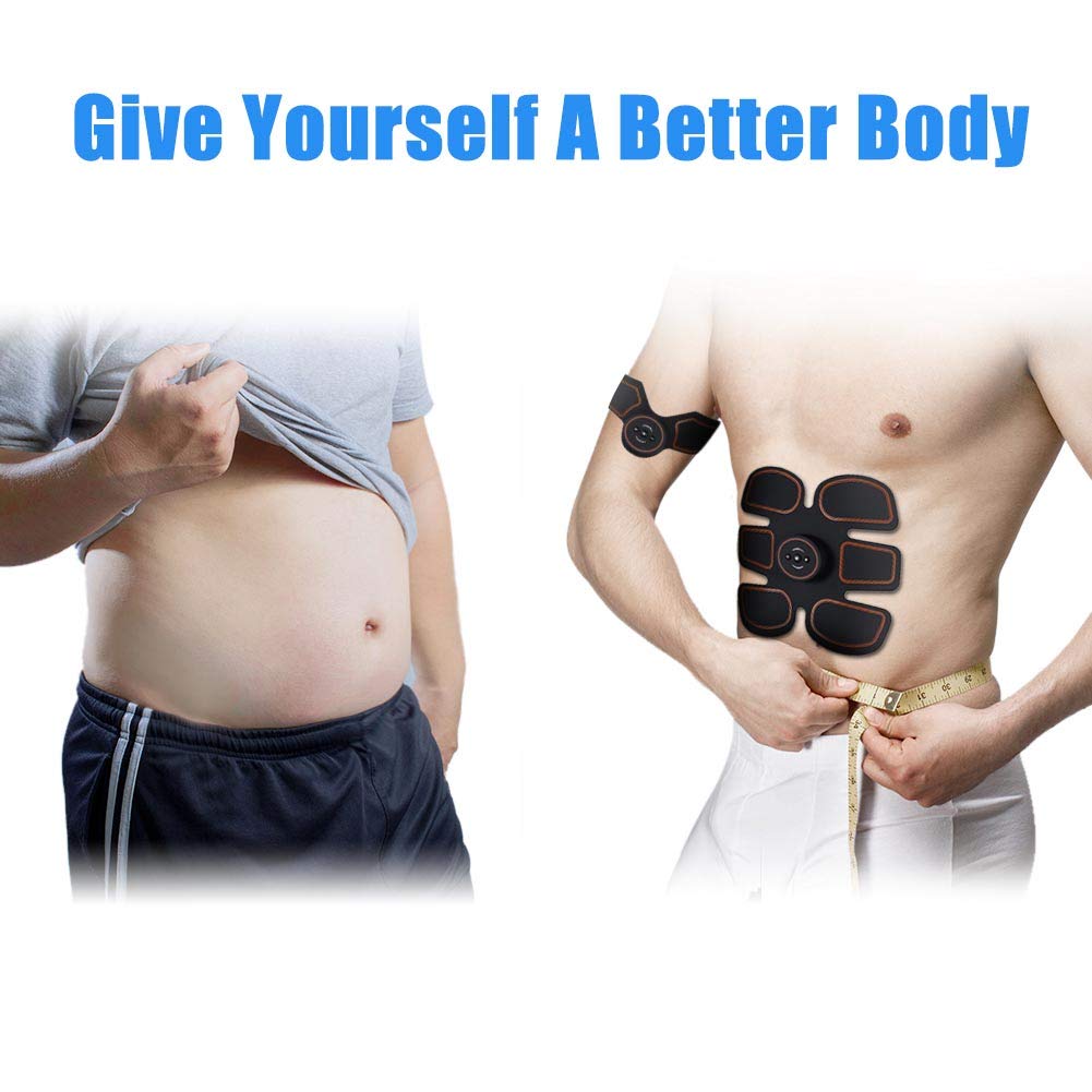 ROKOO Abs Stimulator Ultimate Muscle Toner with 10 Extra Gel Pads, EMS Abdominal Toning Belt for Men and Women, Arm and Leg Trainer, Office, Home Gym Fitness Equipment