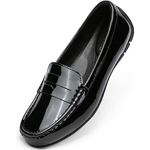 RZWNYG Women's Leather Penny Loafers Comfortable Slip On Casual Shoes Business Dress Shoes Lightweight Walking Flats Driving
