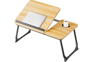 Laptop Desk for Bed, Adjustable Laptop Stand with 5 Different Angles, Portable Lap Tray Table with Cup Holder, Laptop Bed Des
