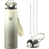 Enerbone 32 oz Insulated Water Bottle, Stainless Steel Bottle with Carrying Strap, Double-Wall Vacuum Insulation Design, Leakproof Sports Bottle with Straw, Keep Drinks Cold or Hot for Hours