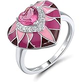 Santuzza 925 Sterling Silver Enamel Ring Glass Cubic Zirconia