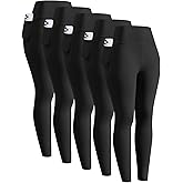 ATTIQOZI 5 Pack Girls' Athletic Leggings, High Waist Leggings for Girls with Pockets, Kids Workout Yoga Pants for Athletic