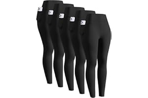 ATTIQOZI 5 Pack Girls' Athletic Leggings, High Waist Leggings for Girls with Pockets, Kids Workout Yoga Pants for Athletic