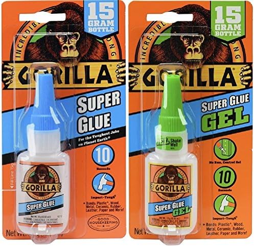 Gorilla Glue Set Including: Gorilla Super Glue (15g) with Gorilla Glue Super Glue Gel (15g)