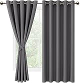 DWCN Grey Blackout Curtains 66 x 54 Two Panels with Tiebacks