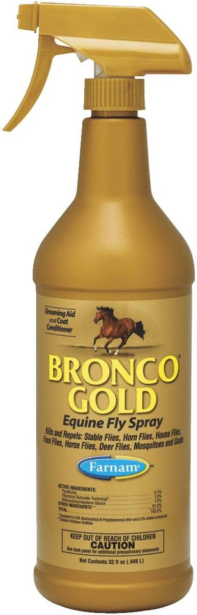 Farnam Home & Garden 3005635 Bronco Gold Equine Fly Spray, 32-oz. - Quantity 12 by Farnam