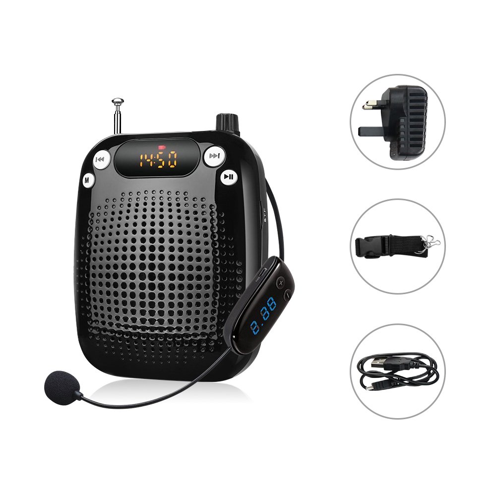 Zoweetek® Wireless Voice Amplifier with 5W 1500mAh Lithium Battery and Wireless Microphone Suitable for Tour Guides, Teachers, Coaches, Presentations, Costumes, Charger Included