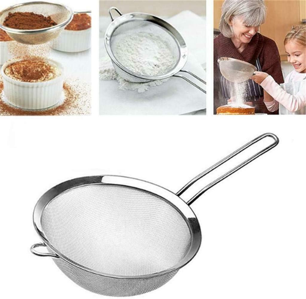 Jeeke 7 Sizes Stainless Steel Wire Fine Mesh Oil Strainer Flour Sifter Sieve Colander Sieve Sifters with Long Handle for Kitchen Food Sifting Flour