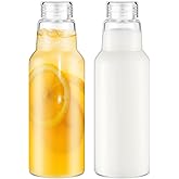 CWHHRN 34 Oz Glass Juice Bottles with Lids, Glass Bottles, BPA Free, Borosilicate Glass for Juicing, Smoothies, Infused Water, Beverage Storage, Shaker Bottles (2 Pack)