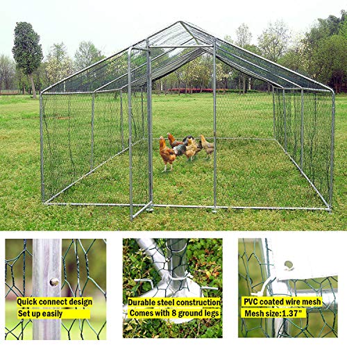 Large Metal Chicken Coop Walkin Poultry Cage with Waterproof&AntiUV