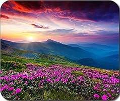Nature Purple Flowers Meadow Mountain Scenic Large Mousepad Mouse Pad Great Gift Idea
