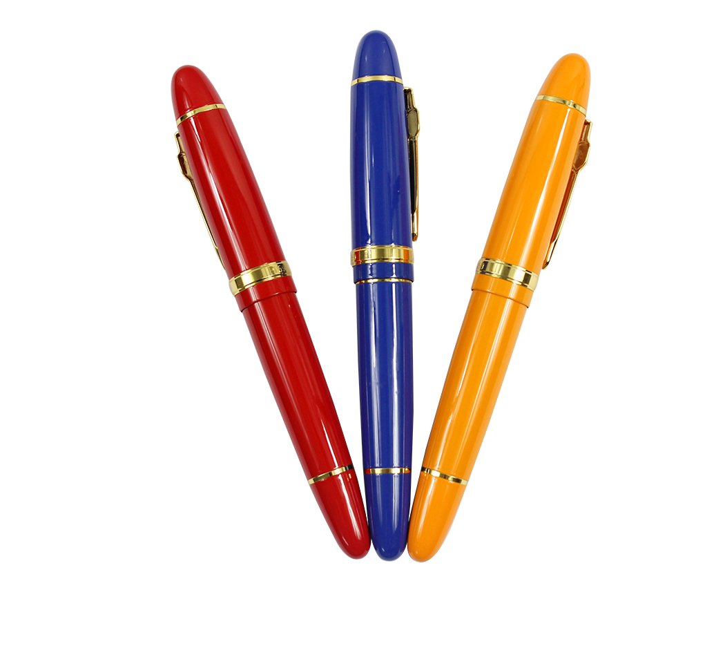 Ranvi JinHao 159 Fountain Pen With Gold Trim, 0.5MM Medium Fine£¬ 3 PCS,3 Colors (Red, Blue, Orange)