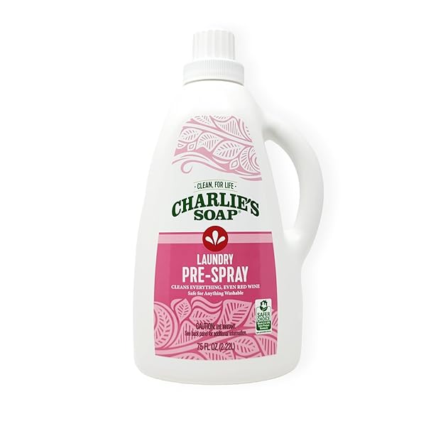CHARLIE’S SOAP LAUNDRY PRE-SPRAY STAIN REMOVER REFILL (75.0 FL OZ), NATURAL LAUNDRY PRETREAT AND STAIN REMOVER (ONE 75OZ REFILL)