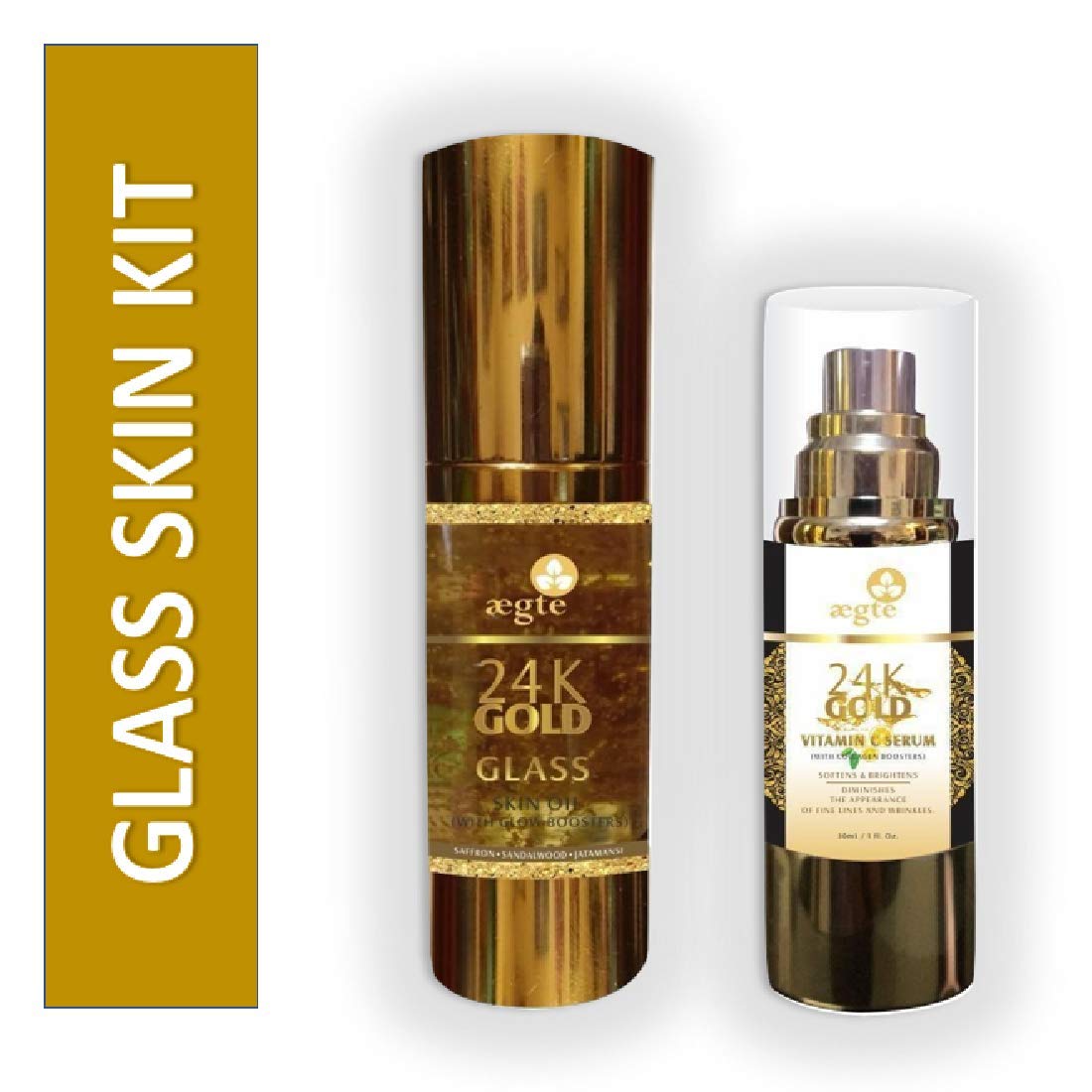 Aegte Glass Skin Kit 24k Gold Glass Skin Oil 24k Gold Vitamin C Serum Amazon In Beauty