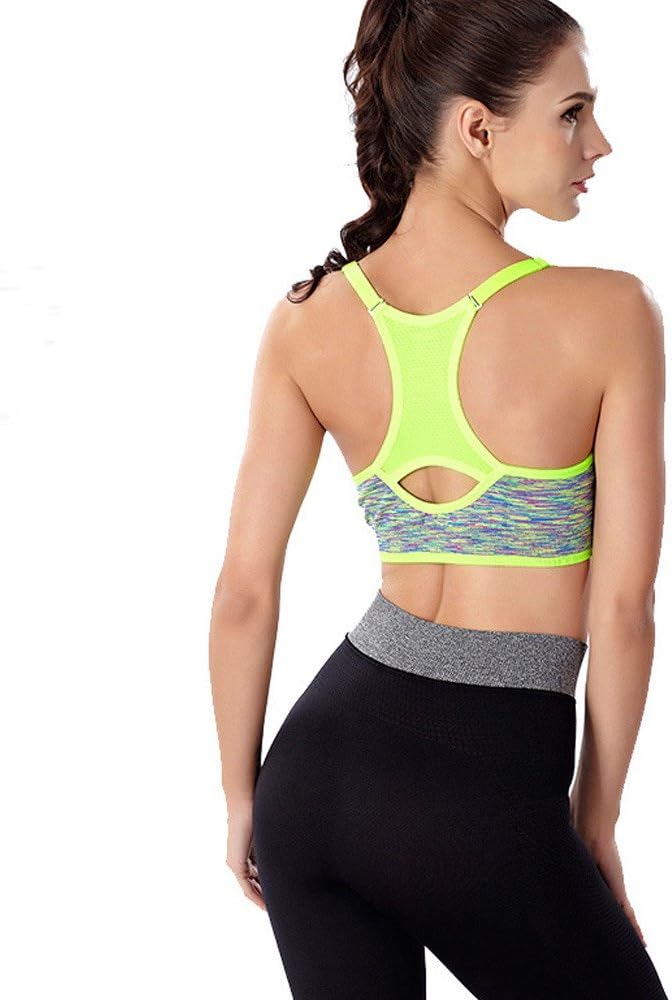 SSMENG Sports Bra for Women, Running Stretch High Impact Support Racerback Workout Top Vest Bras