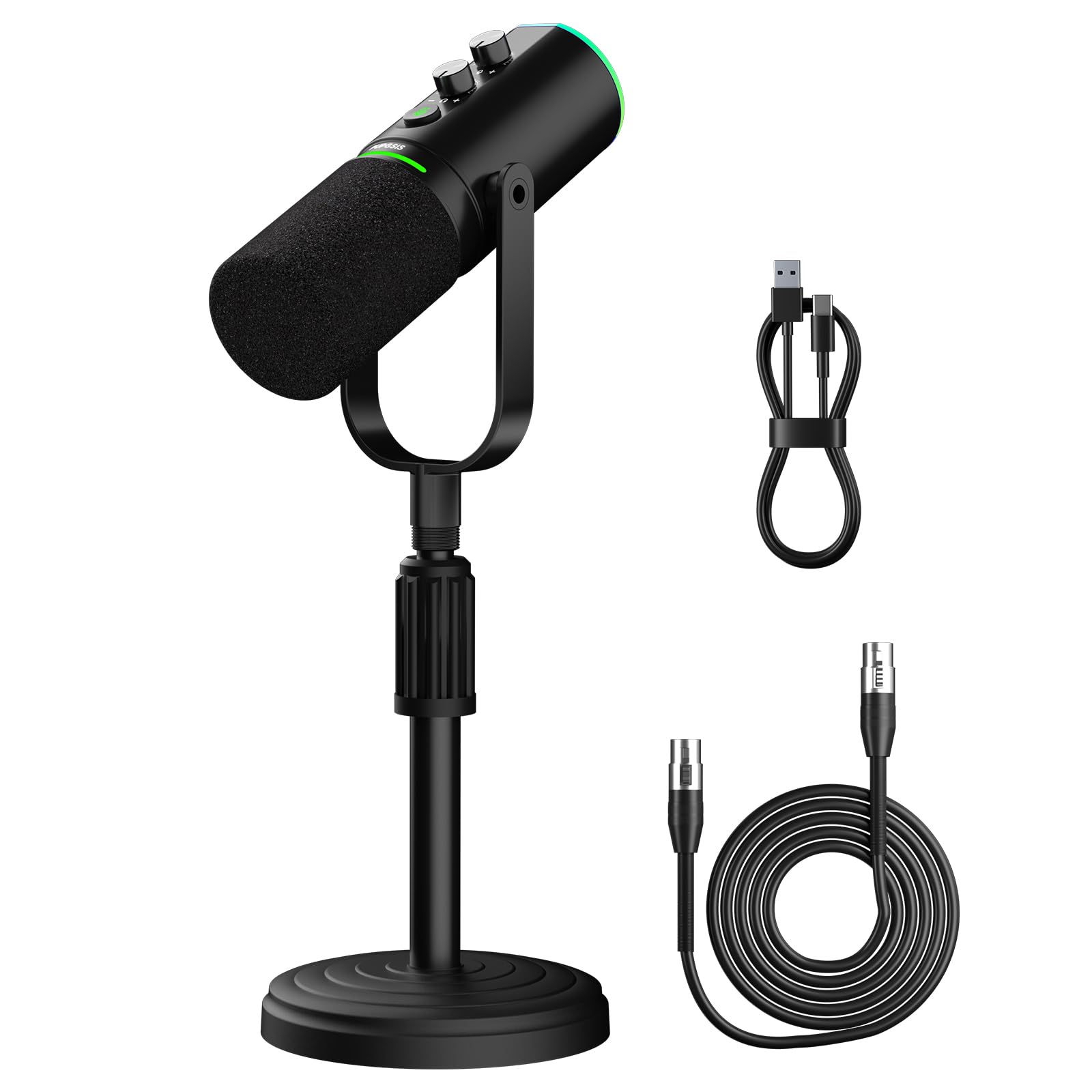 Photo 1 of PUPGSIS Podcast Dynamic Microphone, XLR/USB Recording PC Microphones for Broadcast, Podcast, Recording, Gaming & Streaming, Studio Mic with Mute, Headphone Jack, Monitoring Volume Control, Windscreen