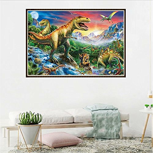DIY 5D Diamond Painting by Number Kit, LPRTALK Diamonds Painting Animal Dinosaur Paradise Rhinestone Embroidery Cross Stitch Supply Arts Craft Canvas Wall Decor 12X16 inches