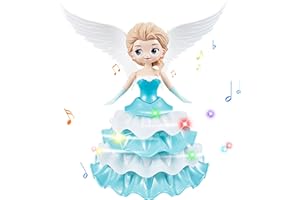 POPSVON Dancing Princess Toys for Girls,Electric Cars Angel Doll with Colorful Flashing Lights & Singing Interactive Spin Robot Toys for Kids Ages 3 4 5 6 (159A)