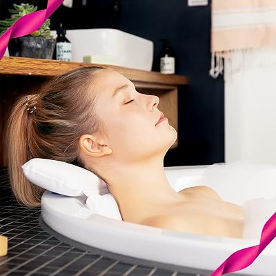 TranquilBeauty Bath Pillow Waterproof Head Neck Support Suction Cups Ergonomic