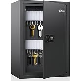 Uniclife 40 Position Slotted Key Cabinet with Combination Lock Resettable Black Digital Security Storage Box Steel Key Organizer with Slotted Racks White Key Tag Labels and Permanent Pen
