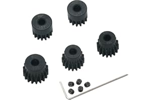 YijiaLink 5-Pack Steel 48P Pinion Gear Sets 14T 15T 16T 17T 18T with Screws for 3.175mm (1/8-Inch) Shaft 1/10 RC Car Brushless Brush Motor