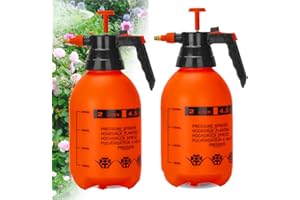 MRPAPA 2 Pack Handheld Pump Sprayer, Garden Pressure Water Spray Bottle with Adjustable Brass Nozzle for Plants (2LOrange-2PCS)