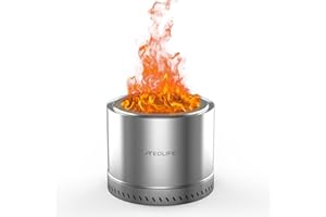 REDLIFEᅟᅠ Redlife Smokeless Firepit, 19.5 inch Solo Stove Bonfire, Portable Fire Pit for Camping with Carry Bag, Stainless Steel Firepits for Outside, Fire Pit & Outdoor Fireplaces, for 4-6 People