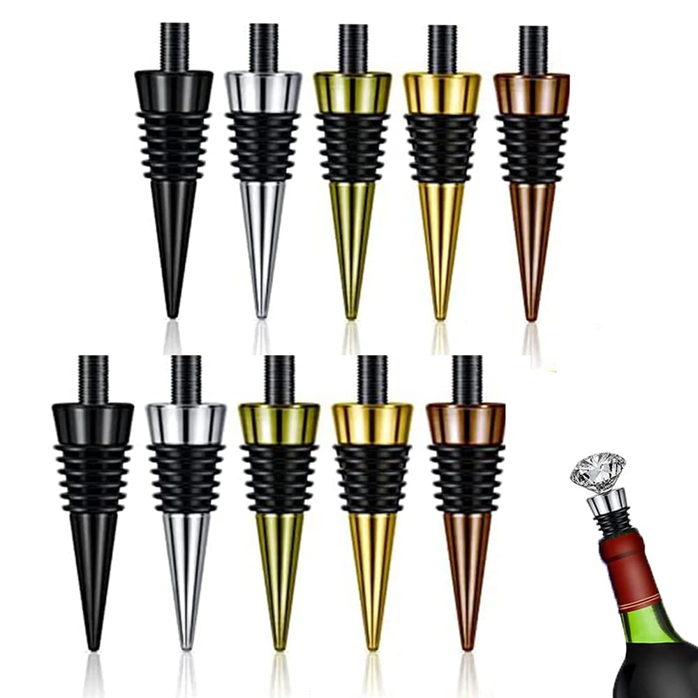 Smallterm 10 Pieces Blank Bottle Stopper with Threaded Post Metal Wine Stopper Inserts Set Hardware for Wood Turning DIY Project