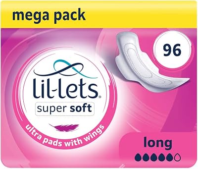 Lil-Lets Super Soft Ultra Thin Pads with Wings 96 Count Long Absorbency